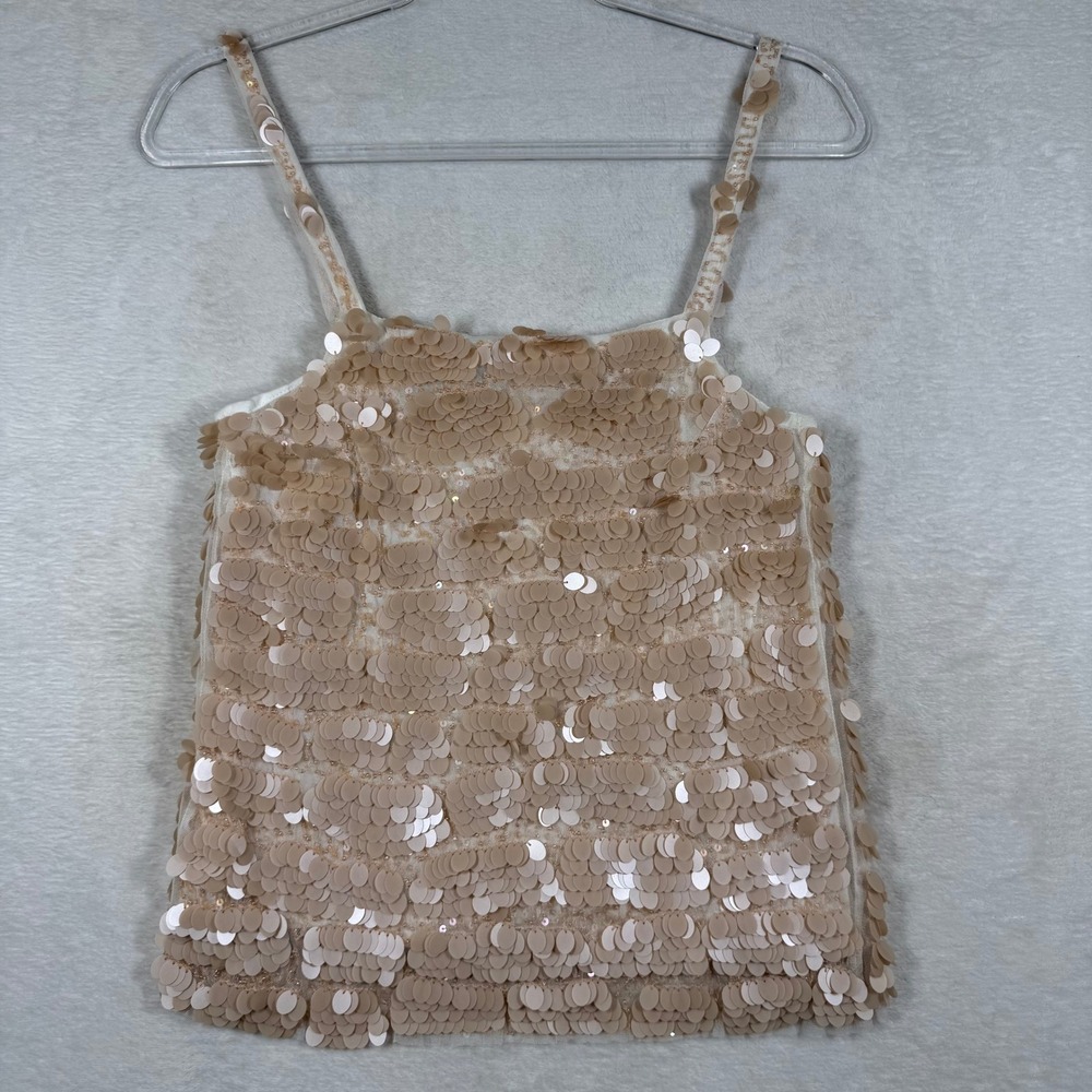 Free People Iridescent Pink Ivory Sequin Camisole Top OB2255068 XS NEW‎